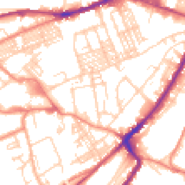 Daytime road noise heatmap for HD1 3SL