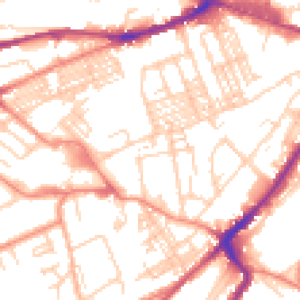 Daytime road noise heatmap for HD1 3SN