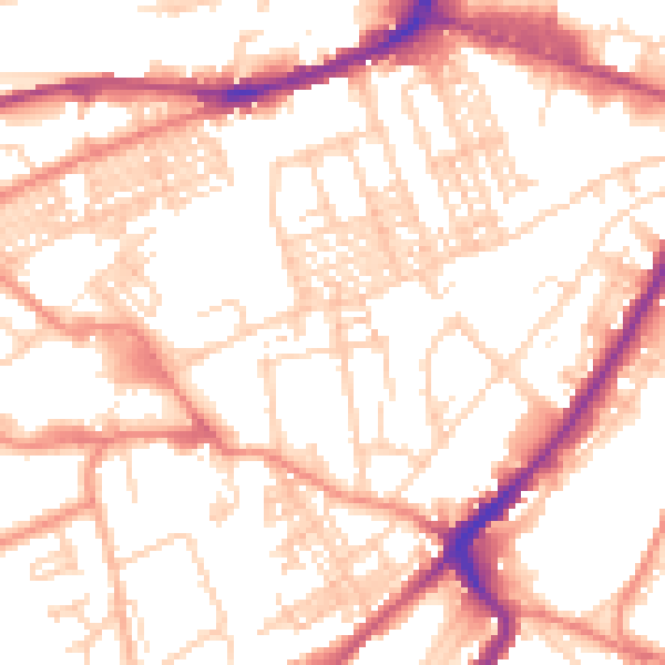 Daytime road noise heatmap for HD1 3SQ