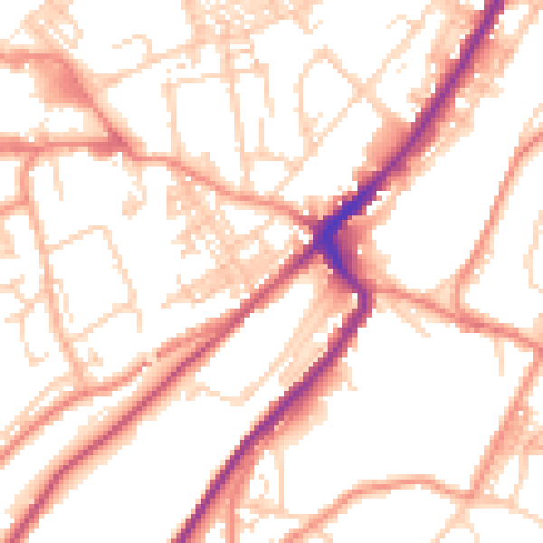 Daytime road noise heatmap for HD1 3TL