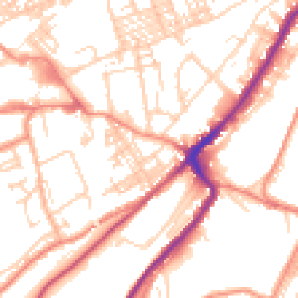 Daytime road noise heatmap for HD1 3TR