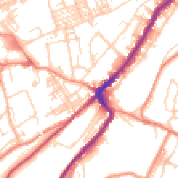 Daytime road noise heatmap for HD1 3TW