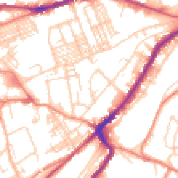 Daytime road noise heatmap for HD1 3TX