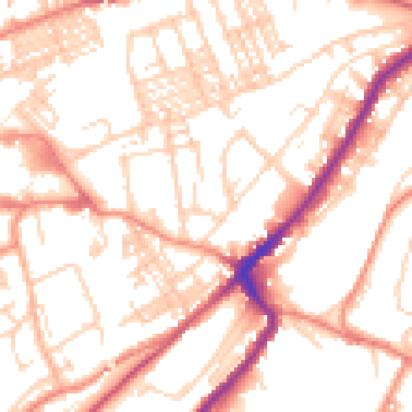 Daytime road noise heatmap for HD1 3TY