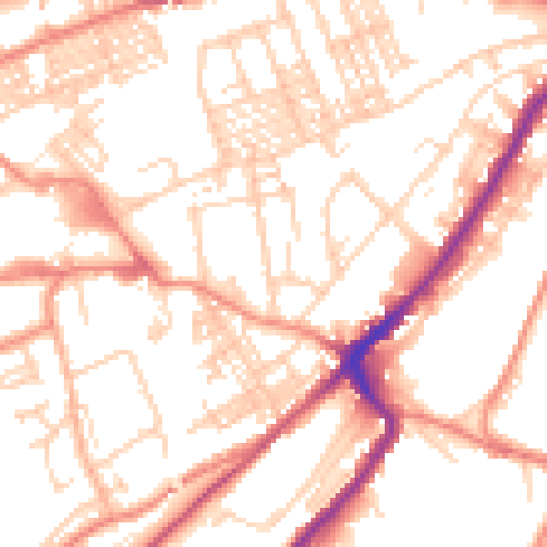 Daytime road noise heatmap for HD1 3TZ
