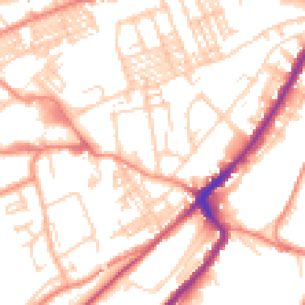 Daytime road noise heatmap for HD1 3UA