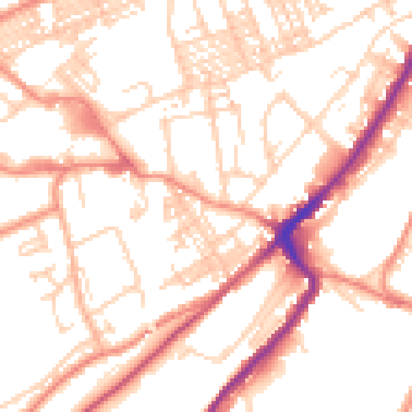 Daytime road noise heatmap for HD1 3UB
