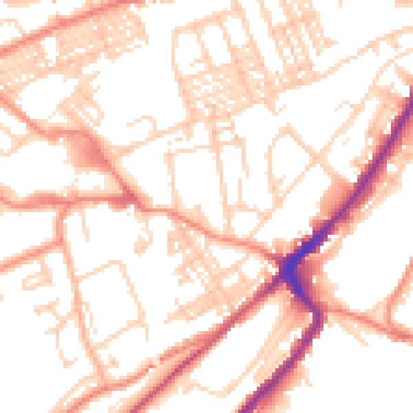 Daytime road noise heatmap for HD1 3UD