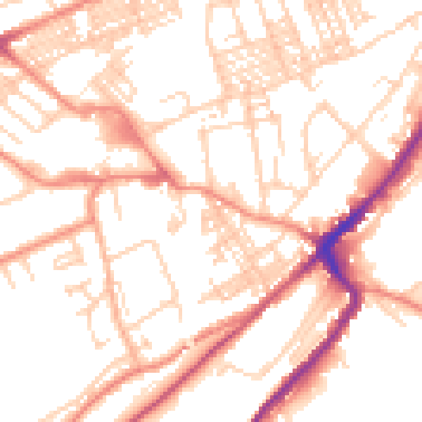 Daytime road noise heatmap for HD1 3UF