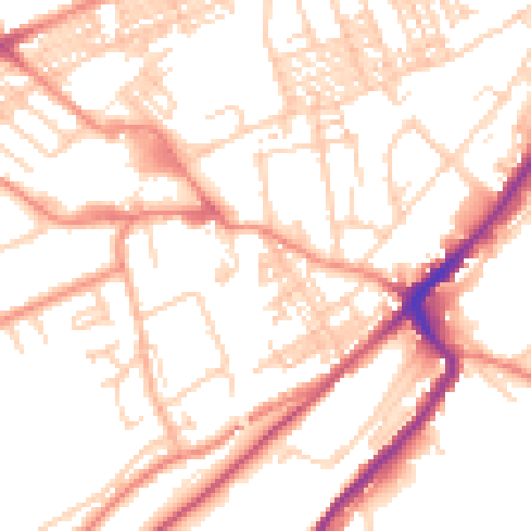Daytime road noise heatmap for HD1 3UG