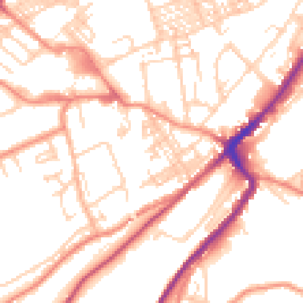Daytime road noise heatmap for HD1 3UH