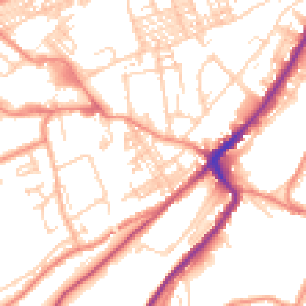 Daytime road noise heatmap for HD1 3UJ