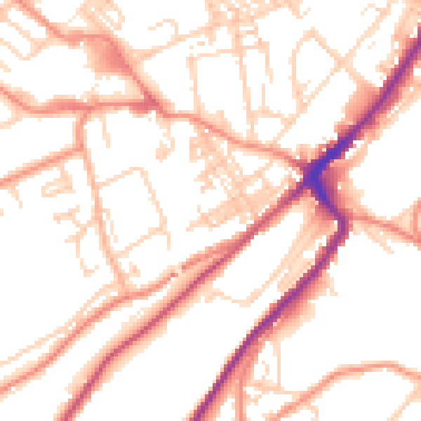 Daytime road noise heatmap for HD1 3UN