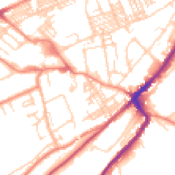 Daytime road noise heatmap for HD1 3UQ