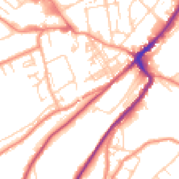 Daytime road noise heatmap for HD1 3UW