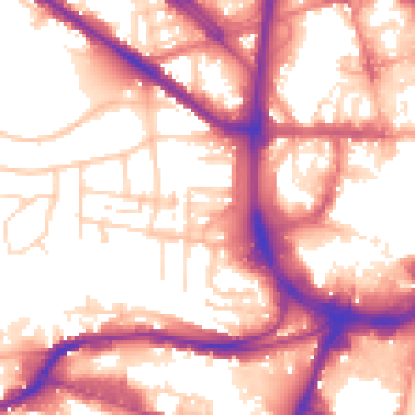 Daytime road noise heatmap for HD1 4BD