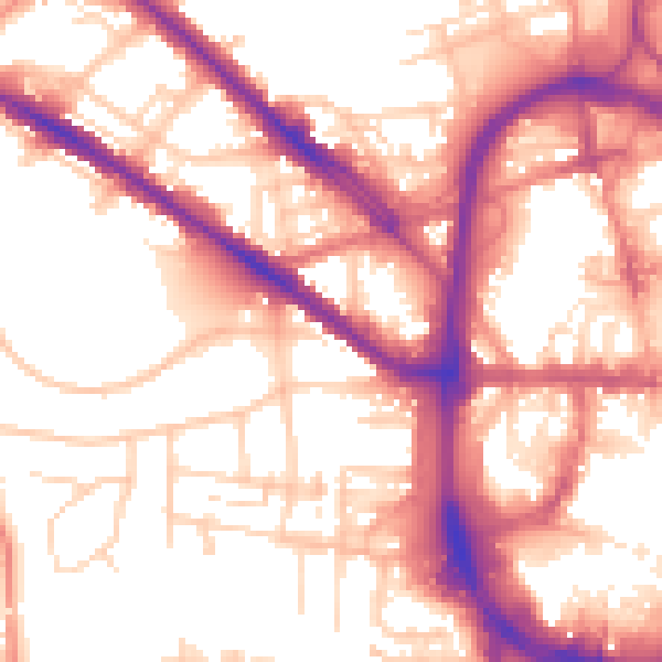 Daytime road noise heatmap for HD1 4DN