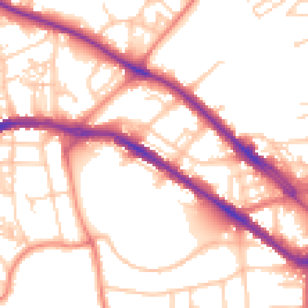 Daytime road noise heatmap for HD1 4DX