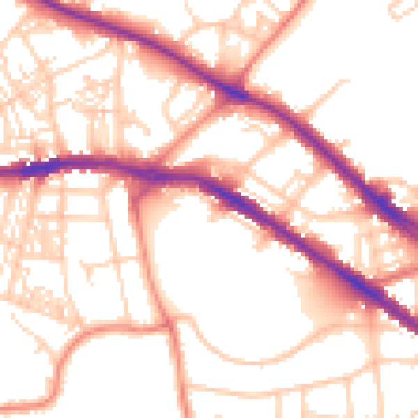 Daytime road noise heatmap for HD1 4EB