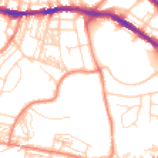 Daytime road noise heatmap for HD1 4HJ