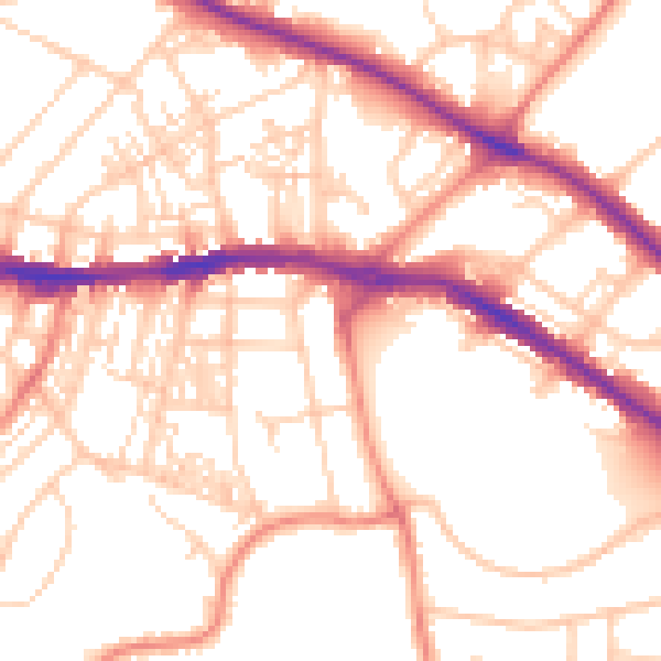 Daytime road noise heatmap for HD1 4HP