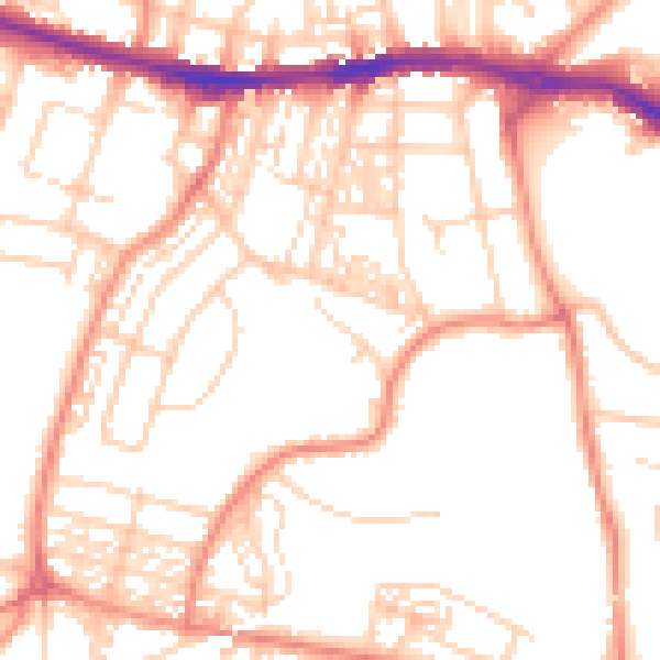 Daytime road noise heatmap for HD1 4HY