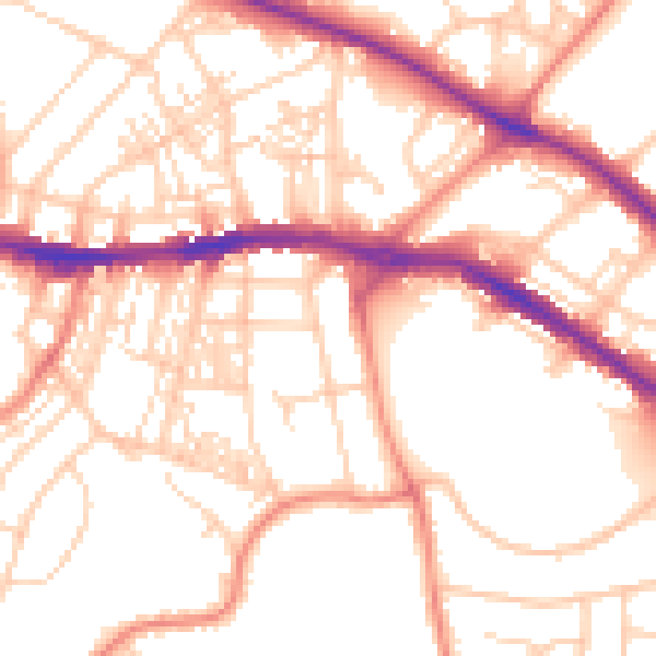 Daytime road noise heatmap for HD1 4LH