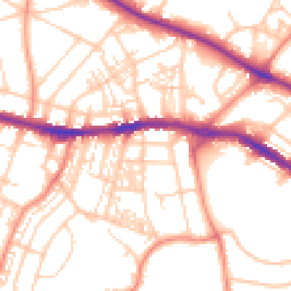 Daytime road noise heatmap for HD1 4LL