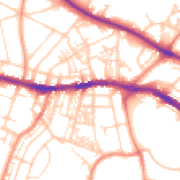 Daytime road noise heatmap for HD1 4LN