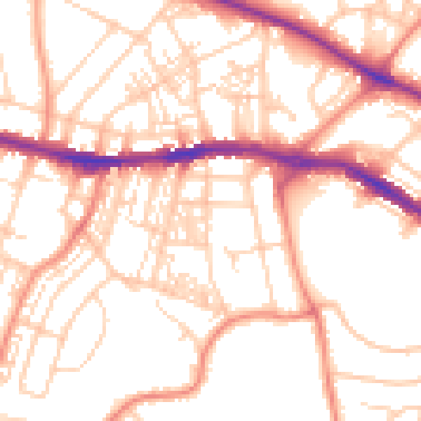 Daytime road noise heatmap for HD1 4LP