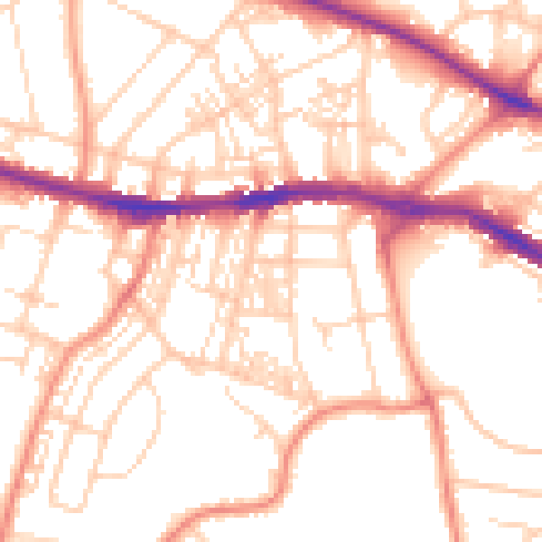 Daytime road noise heatmap for HD1 4LR
