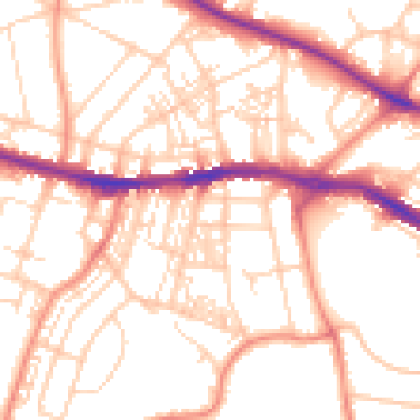 Daytime road noise heatmap for HD1 4LS
