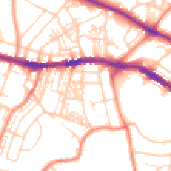 Daytime road noise heatmap for HD1 4LT