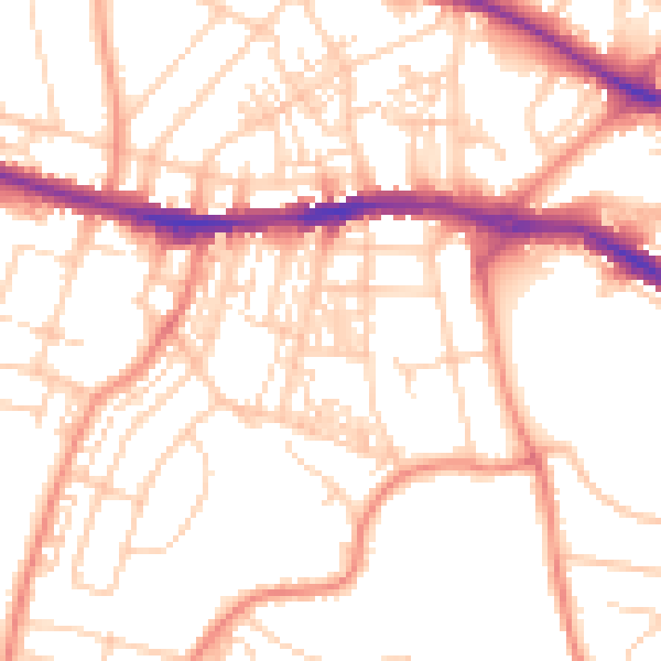 Daytime road noise heatmap for HD1 4LU