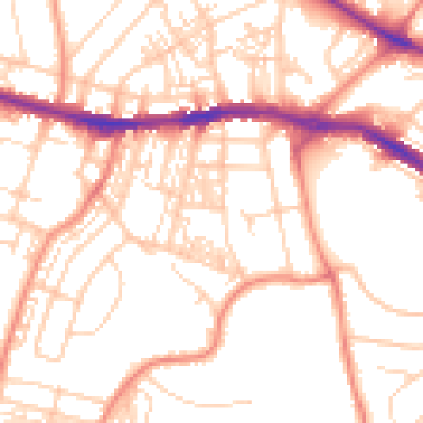 Daytime road noise heatmap for HD1 4LX