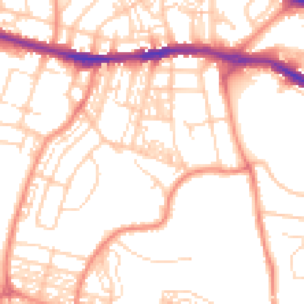Daytime road noise heatmap for HD1 4LZ