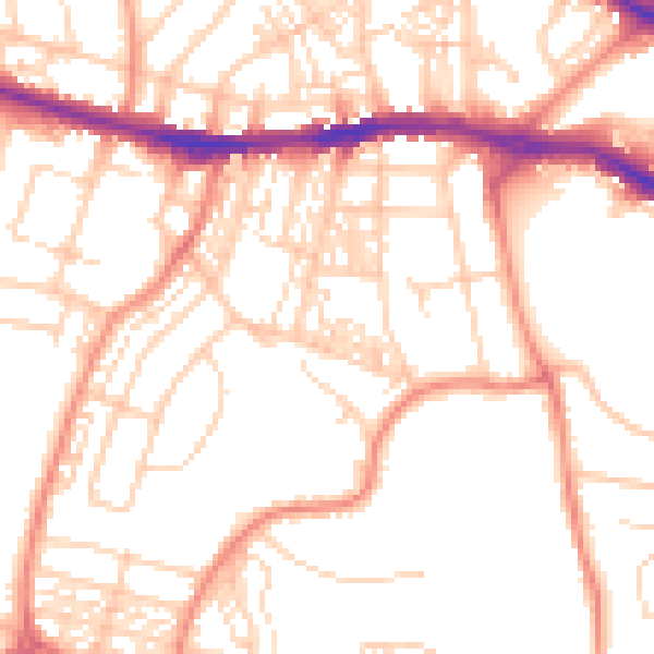 Daytime road noise heatmap for HD1 4NB