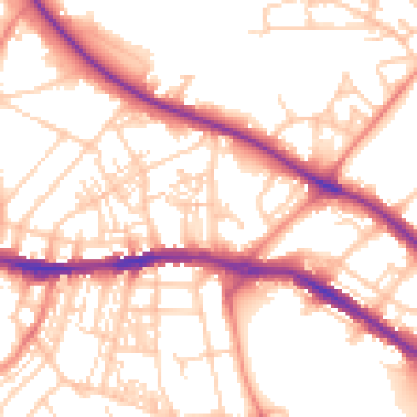 Daytime road noise heatmap for HD1 4NP