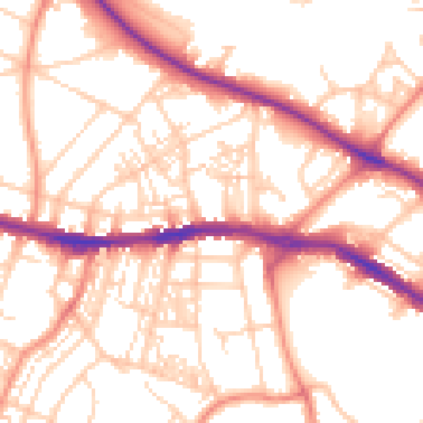 Daytime road noise heatmap for HD1 4NU
