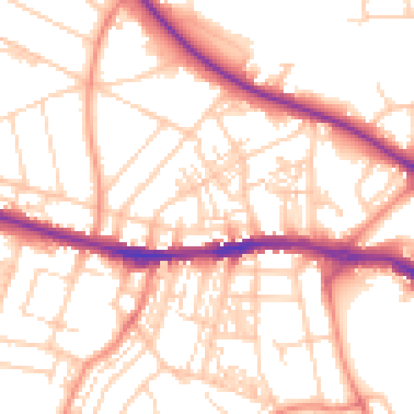Daytime road noise heatmap for HD1 4PF