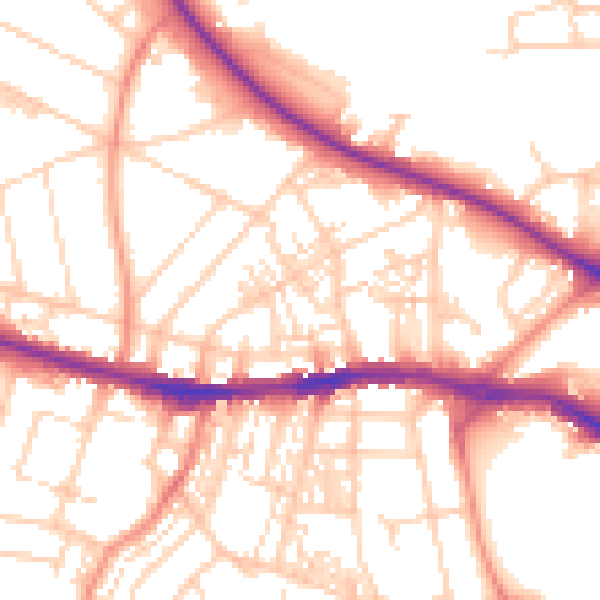 Daytime road noise heatmap for HD1 4PH