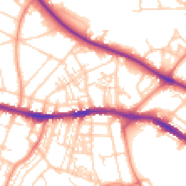Daytime road noise heatmap for HD1 4PT