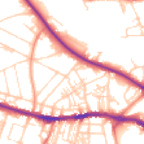 Daytime road noise heatmap for HD1 4PU