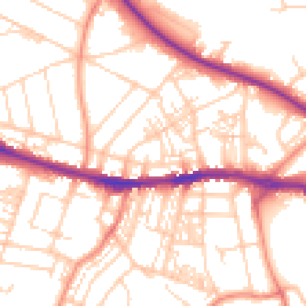 Daytime road noise heatmap for HD1 4PY