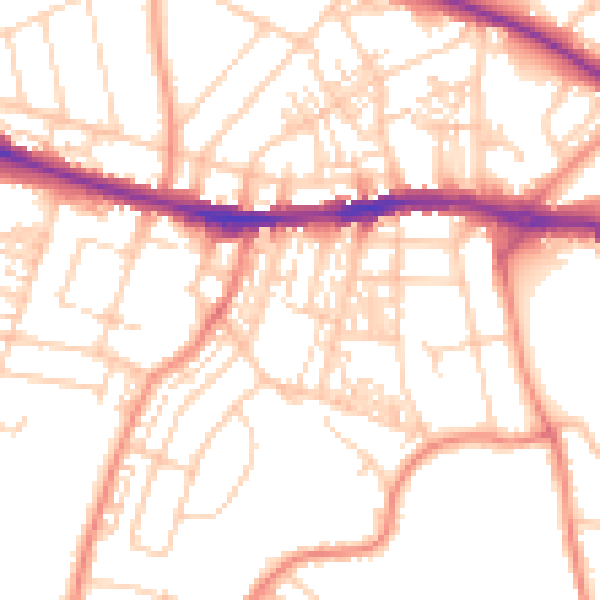 Daytime road noise heatmap for HD1 4QB