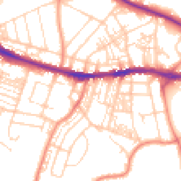 Daytime road noise heatmap for HD1 4QD