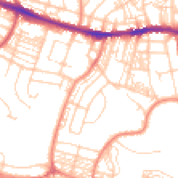 Daytime road noise heatmap for HD1 4QG