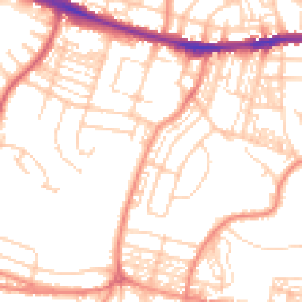 Daytime road noise heatmap for HD1 4QY