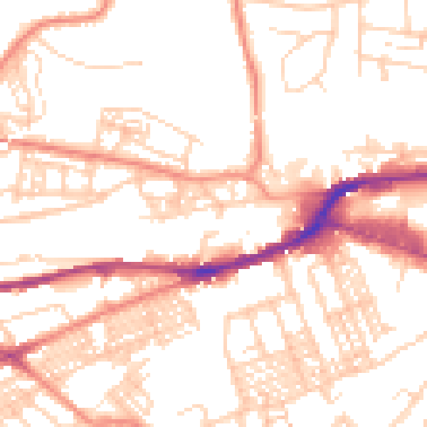 Daytime road noise heatmap for HD1 4RZ