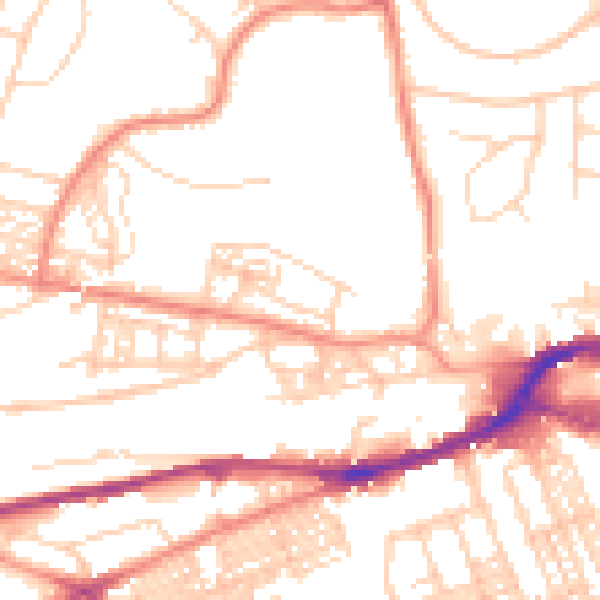 Daytime road noise heatmap for HD1 4SJ